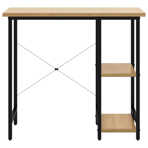 VidaXL vidaXL Computer Desk Black and Light Oak MDF and Metal Study Side Desk Table 2