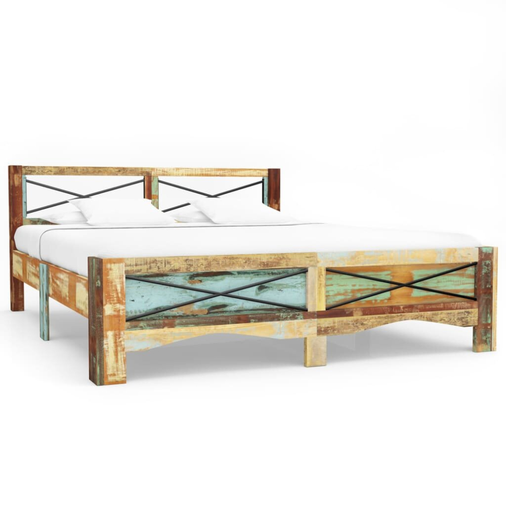 Vidaxl (160 X 200 Cm) Bed Frame Mattress Foundation Bed Base Bedstead Solid Reclaimed Wood