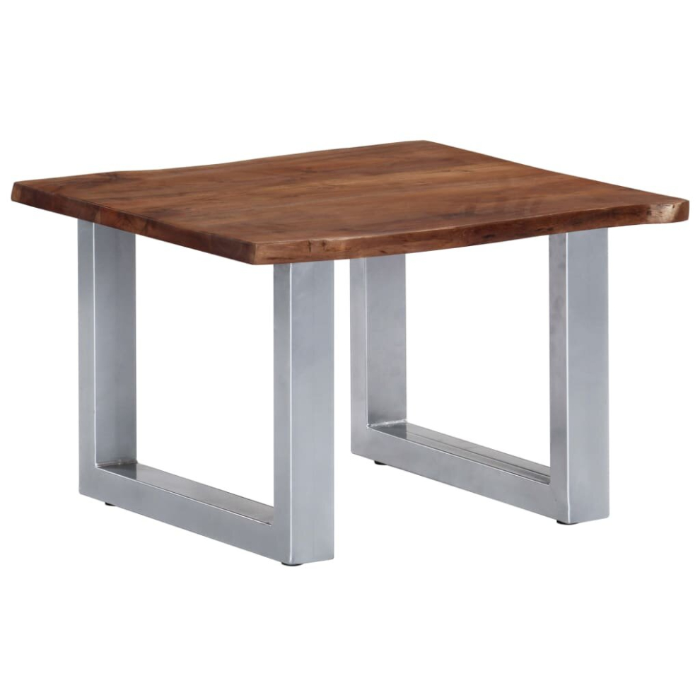 Vidaxl (60 X 60 X 40 Cm) Coffee Table With Live Edges Wooden Dining Table Solid Acacia Wood