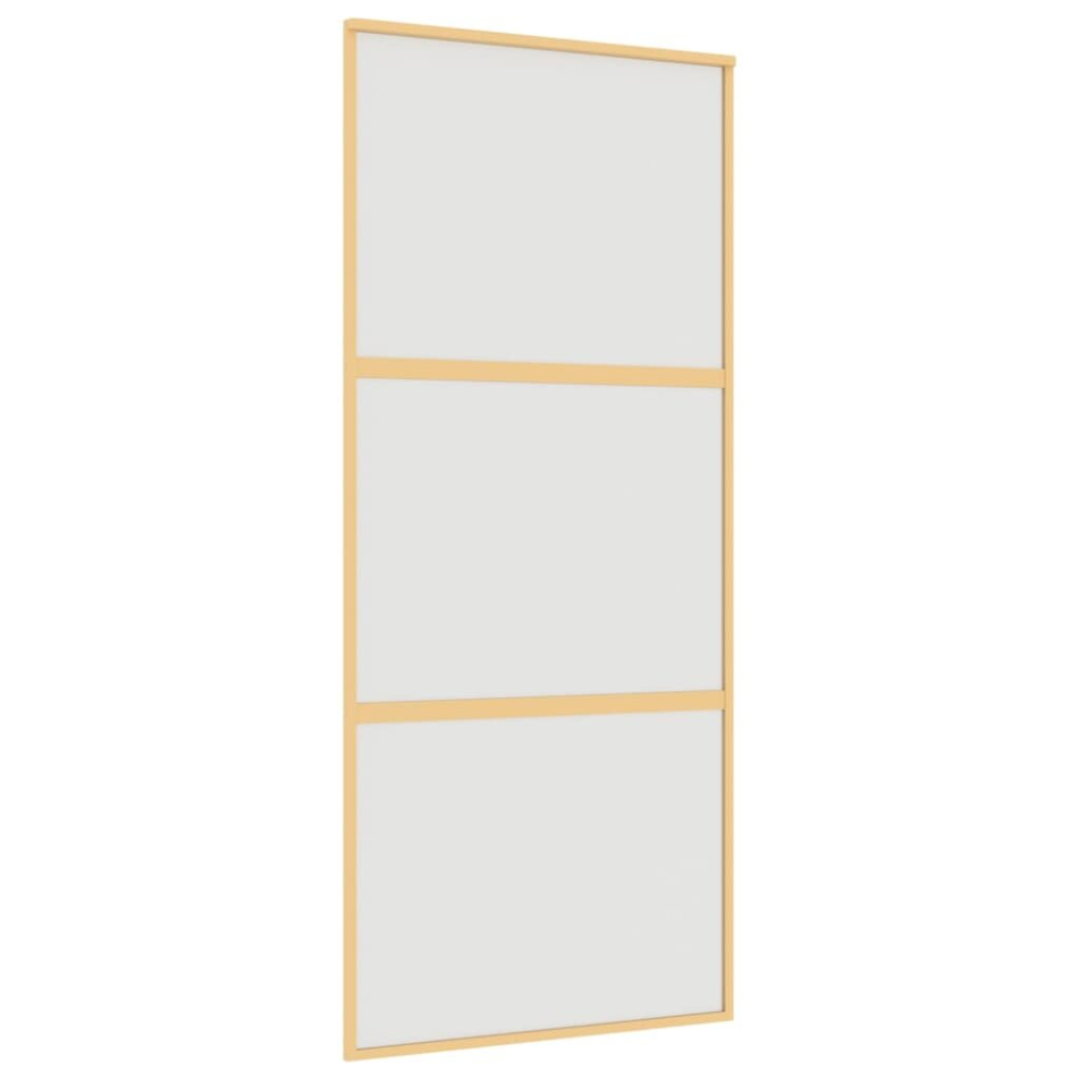 vidaXL Sliding Door Interior Barn Door Gold Frosted ESG Glass and Aluminium