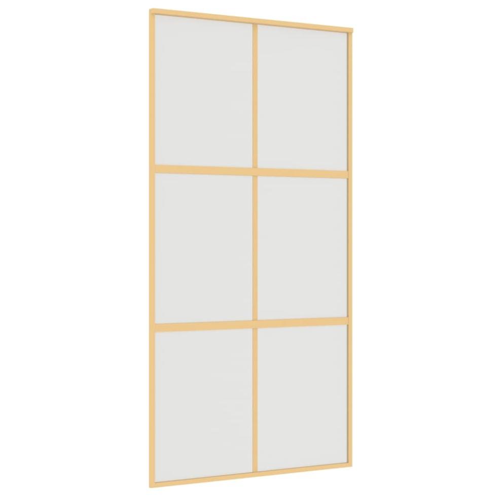 vidaXL Sliding Door Interior Barn Door Gold Frosted ESG Glass and Aluminium