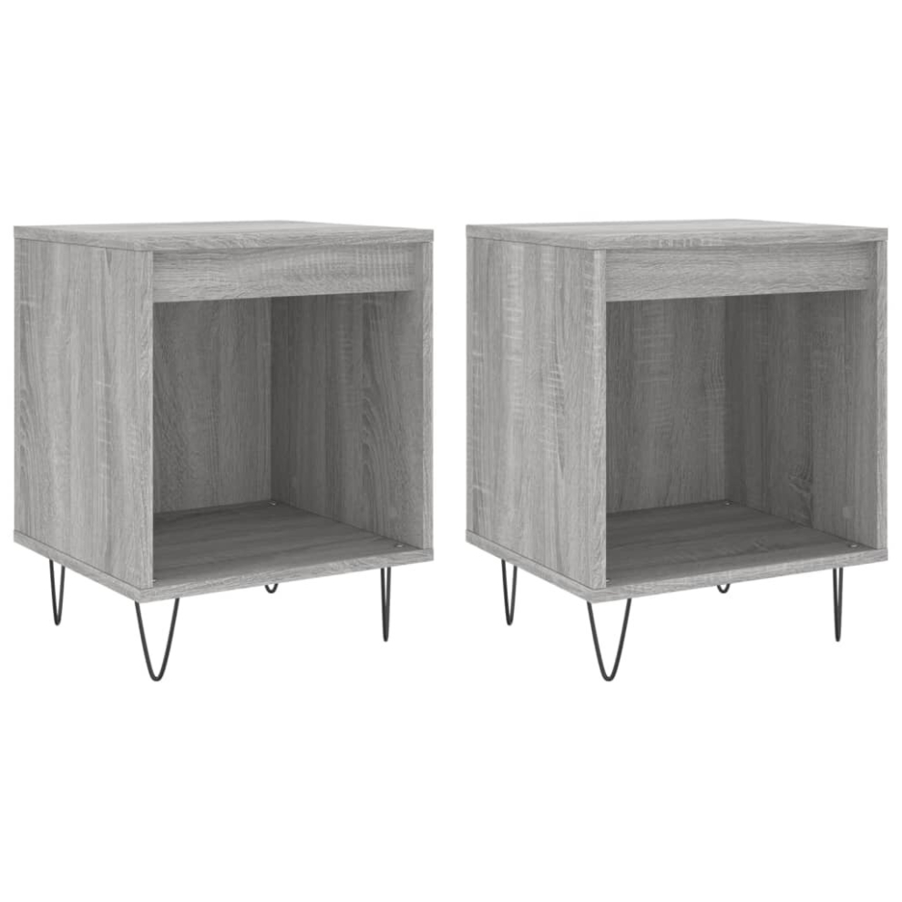 Vidaxl (Grey Sonoma, 2 Pcs) Bedside Cabinets Nightstand Side Table Bed Cabinet Engineered Wood