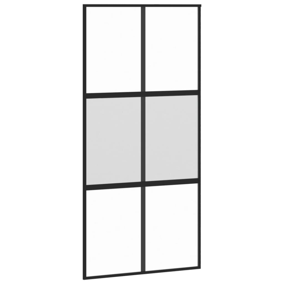 Vidaxl Sliding Door Interior Barn Door Black Tempered Glass And Aluminium