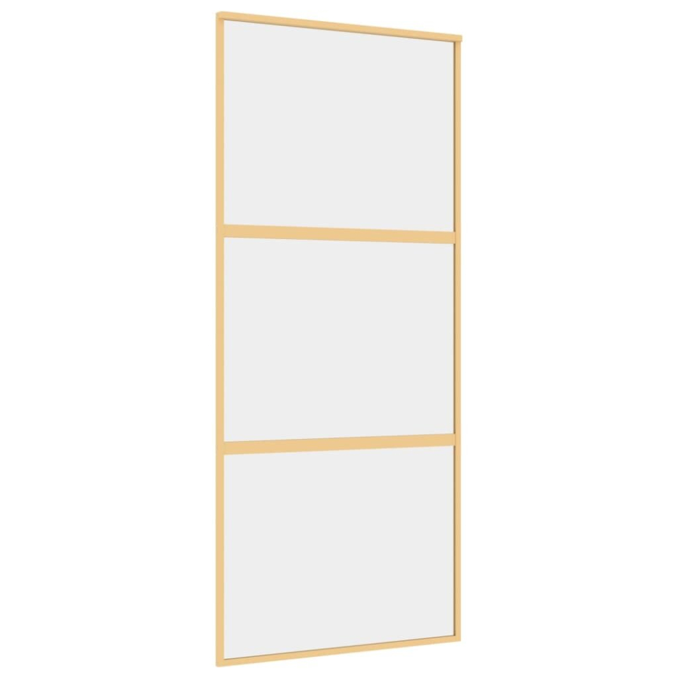 vidaXL Sliding Door Interior Barn Door Gold Clear ESG Glass and Aluminium