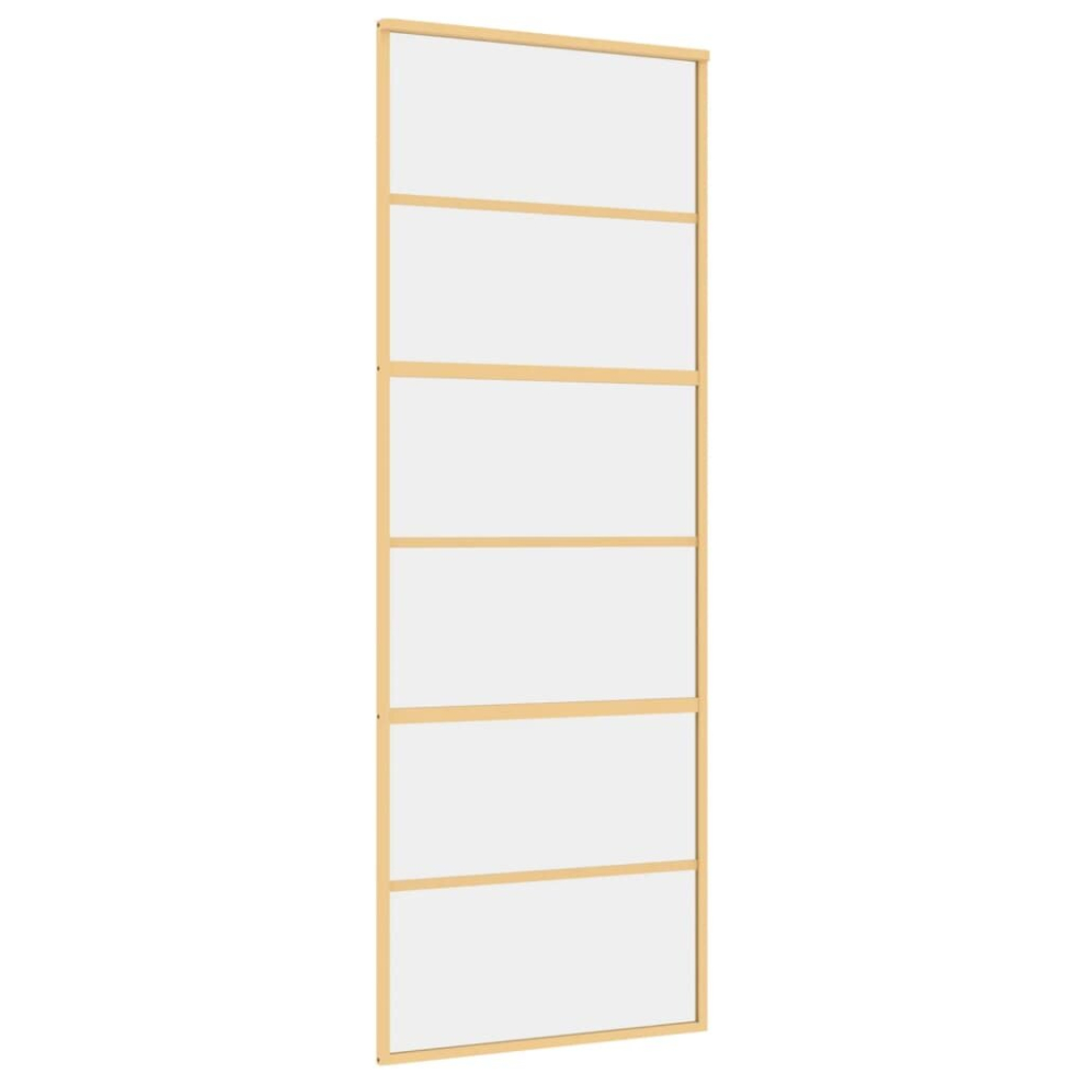 vidaXL Sliding Door Interior Barn Door Gold Clear ESG Glass and Aluminium