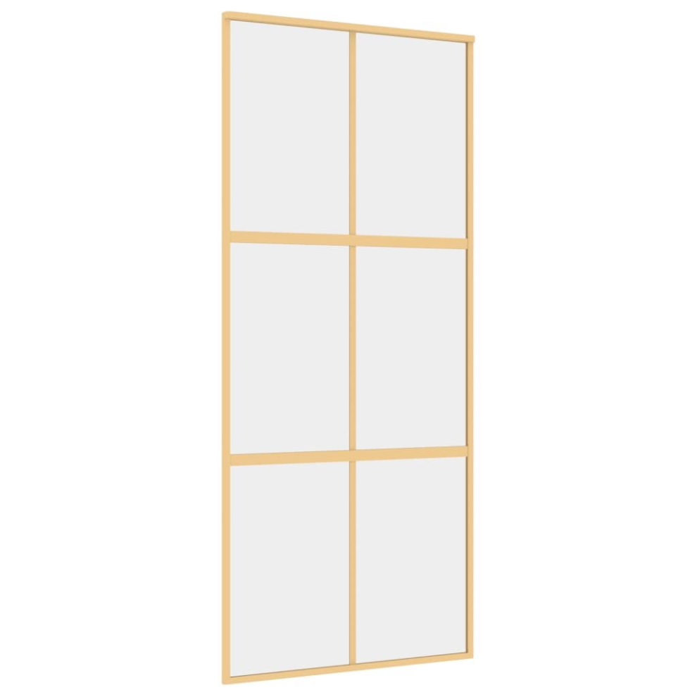 vidaXL Sliding Door Interior Barn Door Gold Clear ESG Glass and Aluminium