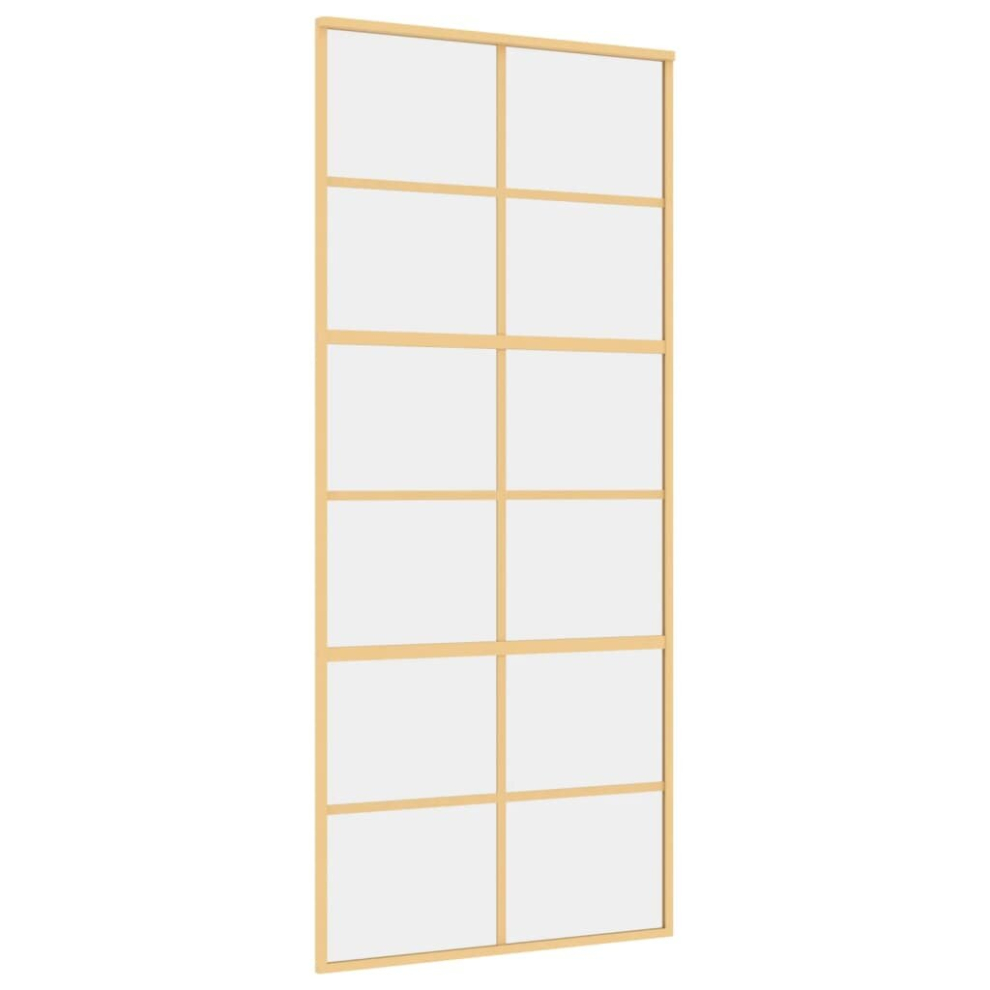 vidaXL Sliding Door Interior Barn Door Gold Clear ESG Glass and Aluminium