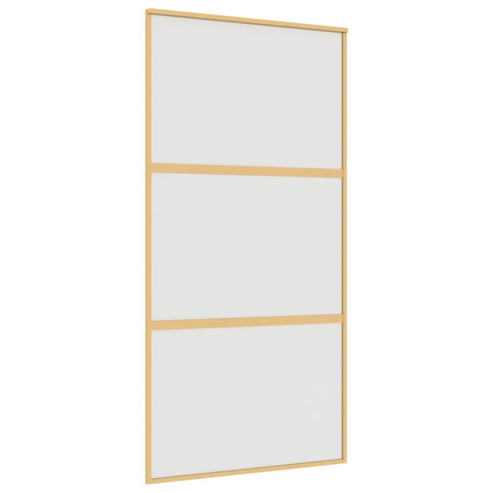 vidaXL Sliding Door Interior Barn Door Gold Frosted ESG Glass and Aluminium