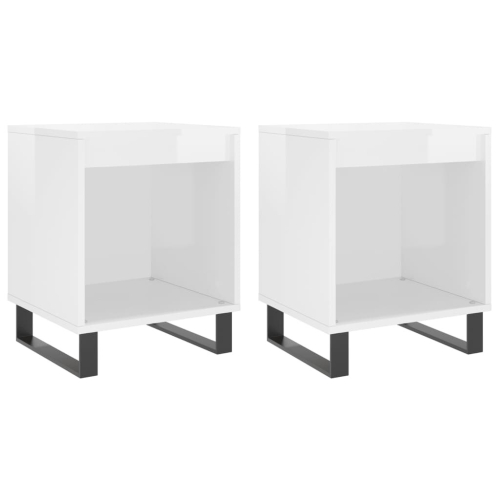 VidaXL (high gloss white, 2 pcs) vidaXL Bedside Cabinets Nightstand Side Table Bed Cabinet Engineered Wood 1