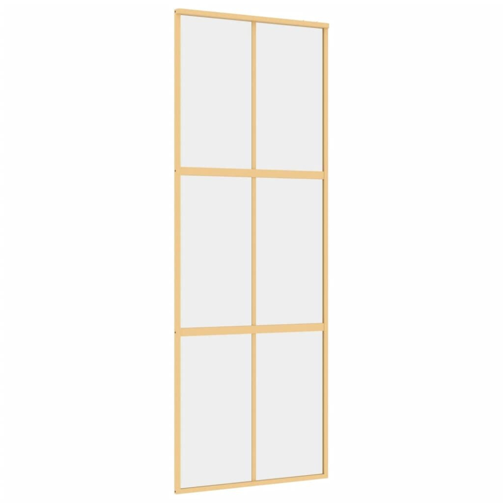 vidaXL Sliding Door Interior Barn Door Gold Clear ESG Glass and Aluminium