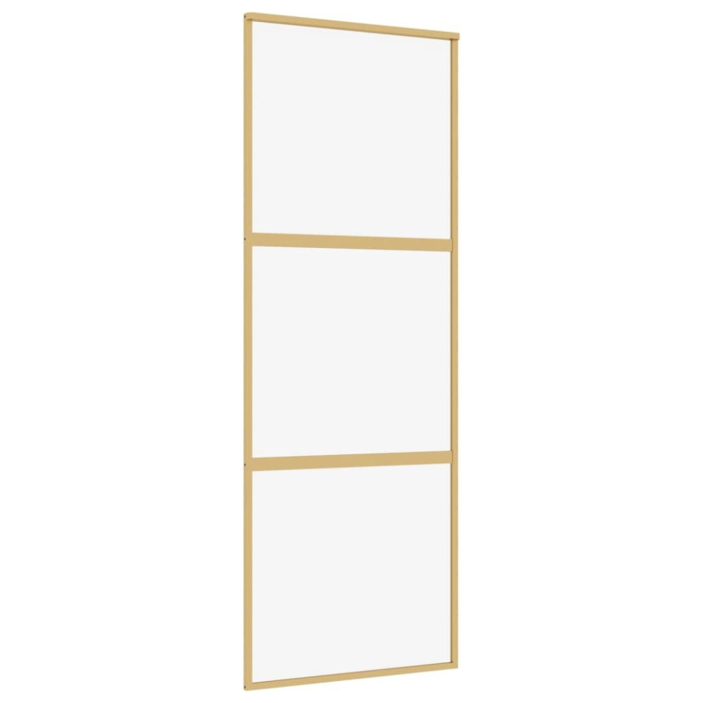 vidaXL Sliding Door Interior Barn Door Gold Clear ESG Glass and Aluminium