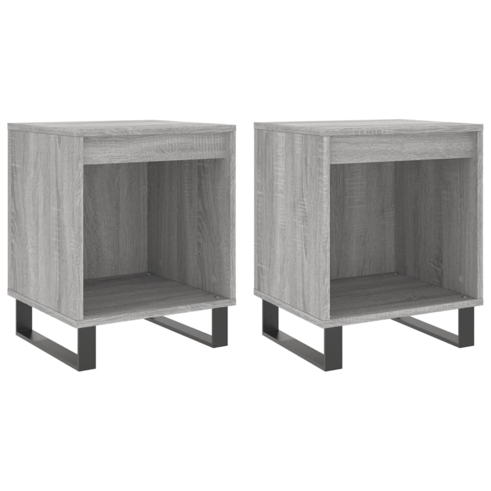 (grey sonoma, 2 pcs) vidaXL Bedside Cabinets Nightstand Side Table Bed Cabinet Engineered Wood