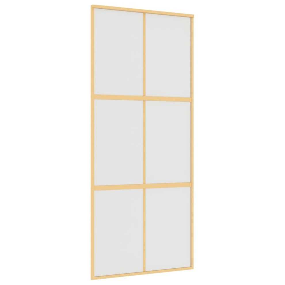 vidaXL Sliding Door Interior Barn Door Gold Frosted ESG Glass and Aluminium