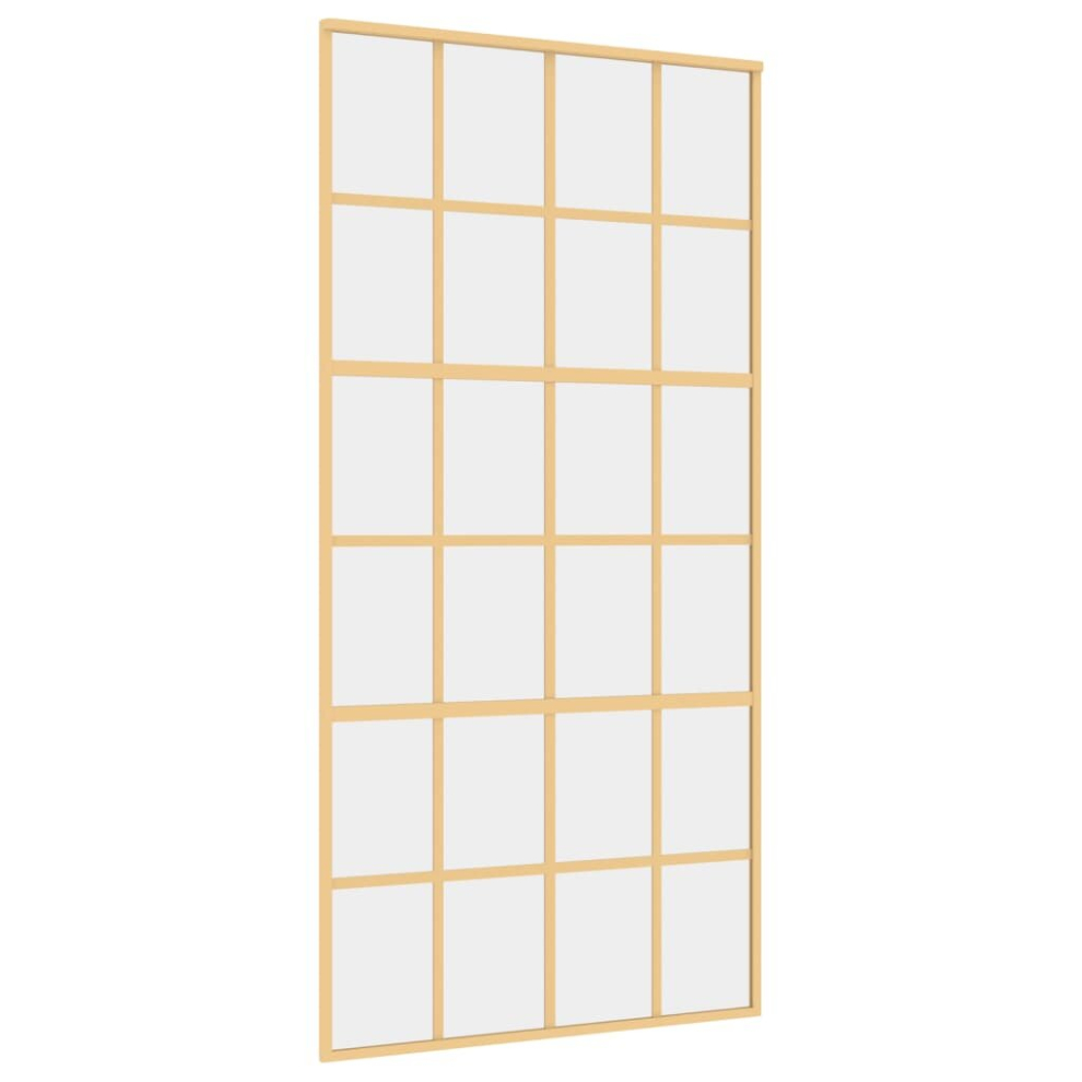 vidaXL Sliding Door Interior Barn Door Gold Clear ESG Glass and Aluminium