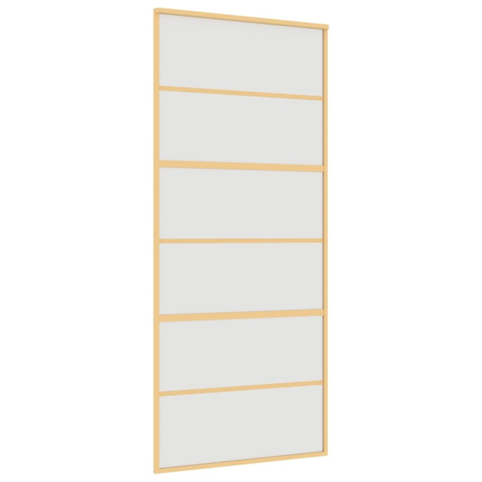 vidaXL Sliding Door Interior Barn Door Gold Frosted ESG Glass and Aluminium