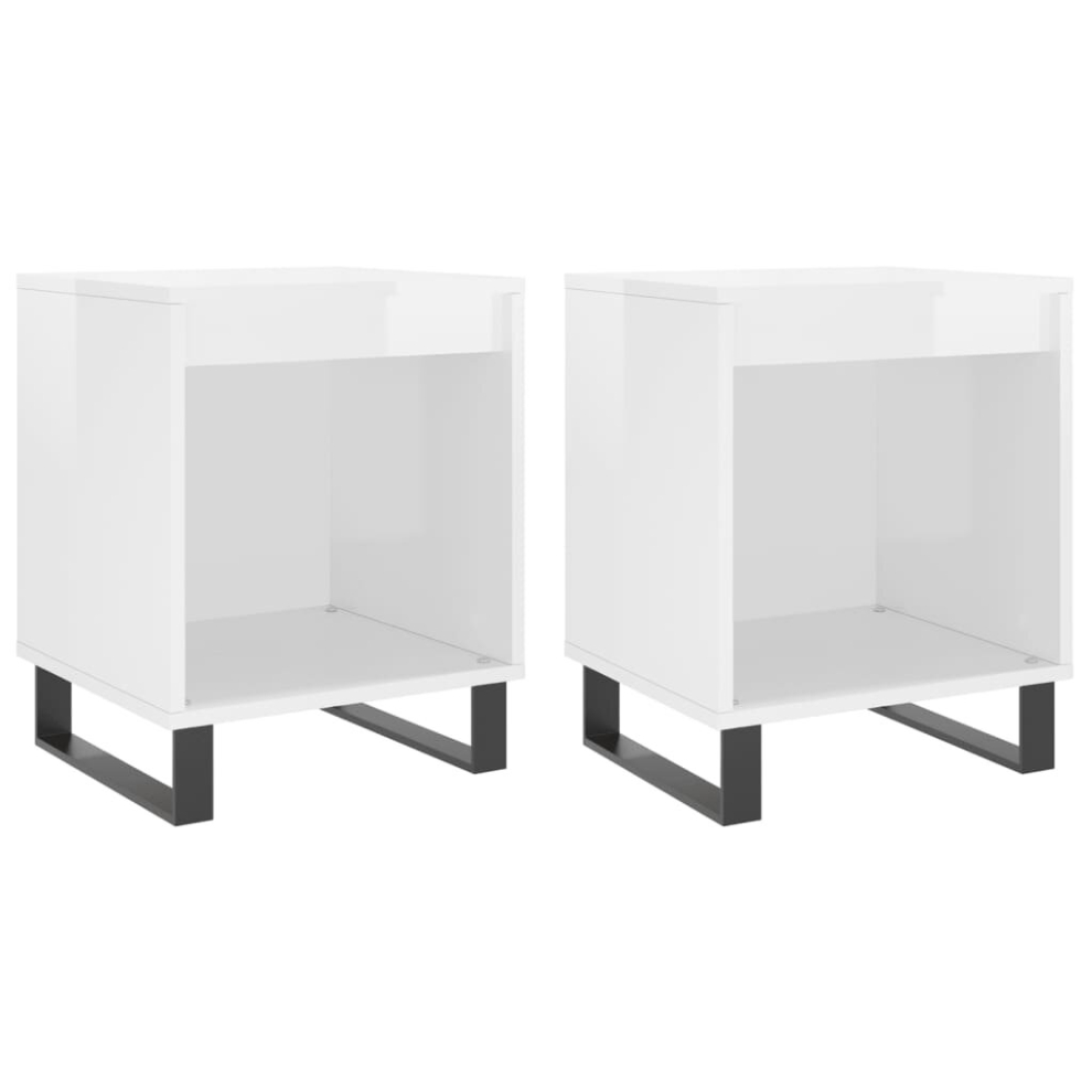 Vidaxl (High Gloss White, 2 Pcs) Bedside Cabinets Nightstand Side Table Bed Cabinet Engineered Wood