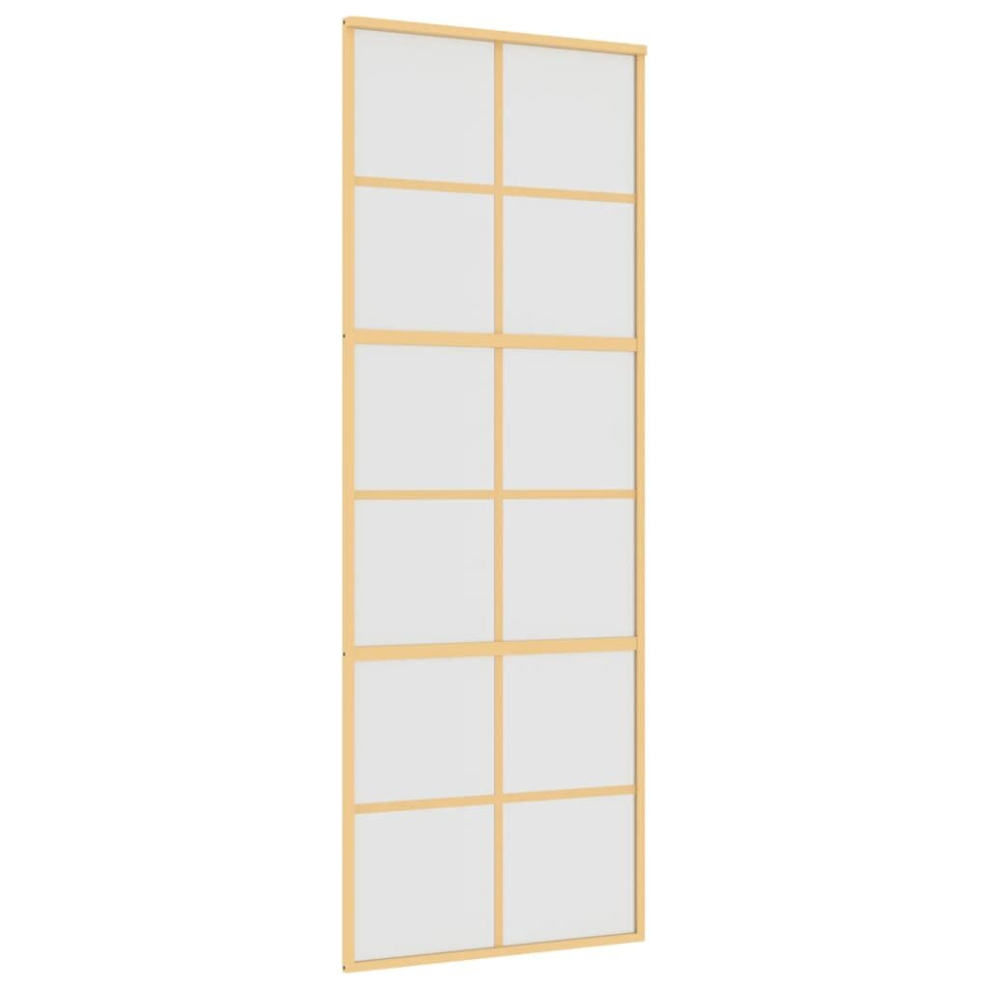 vidaXL Sliding Door Interior Barn Door Gold Frosted ESG Glass and Aluminium