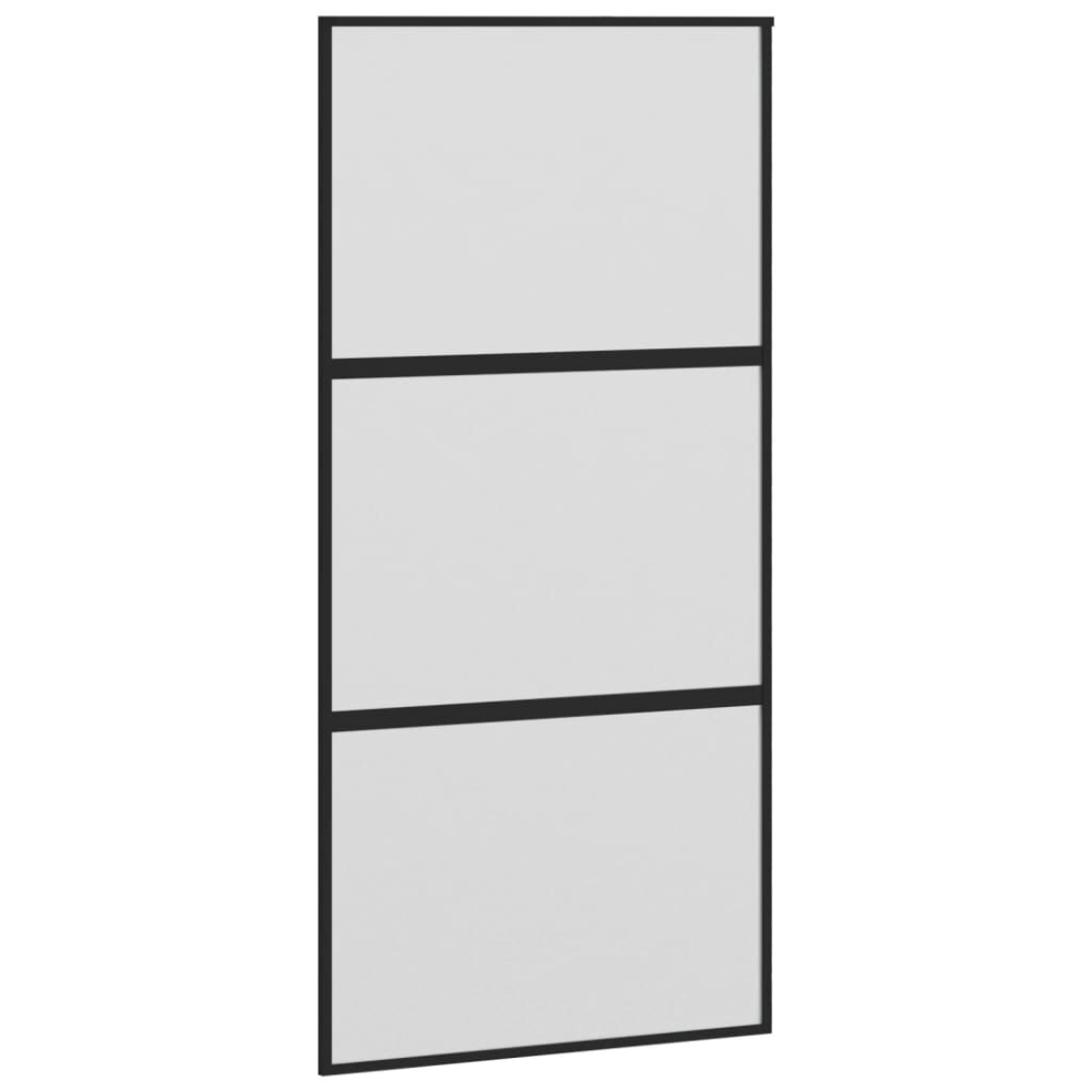 Vidaxl Sliding Door Interior Barn Door Black Tempered Glass And Aluminium