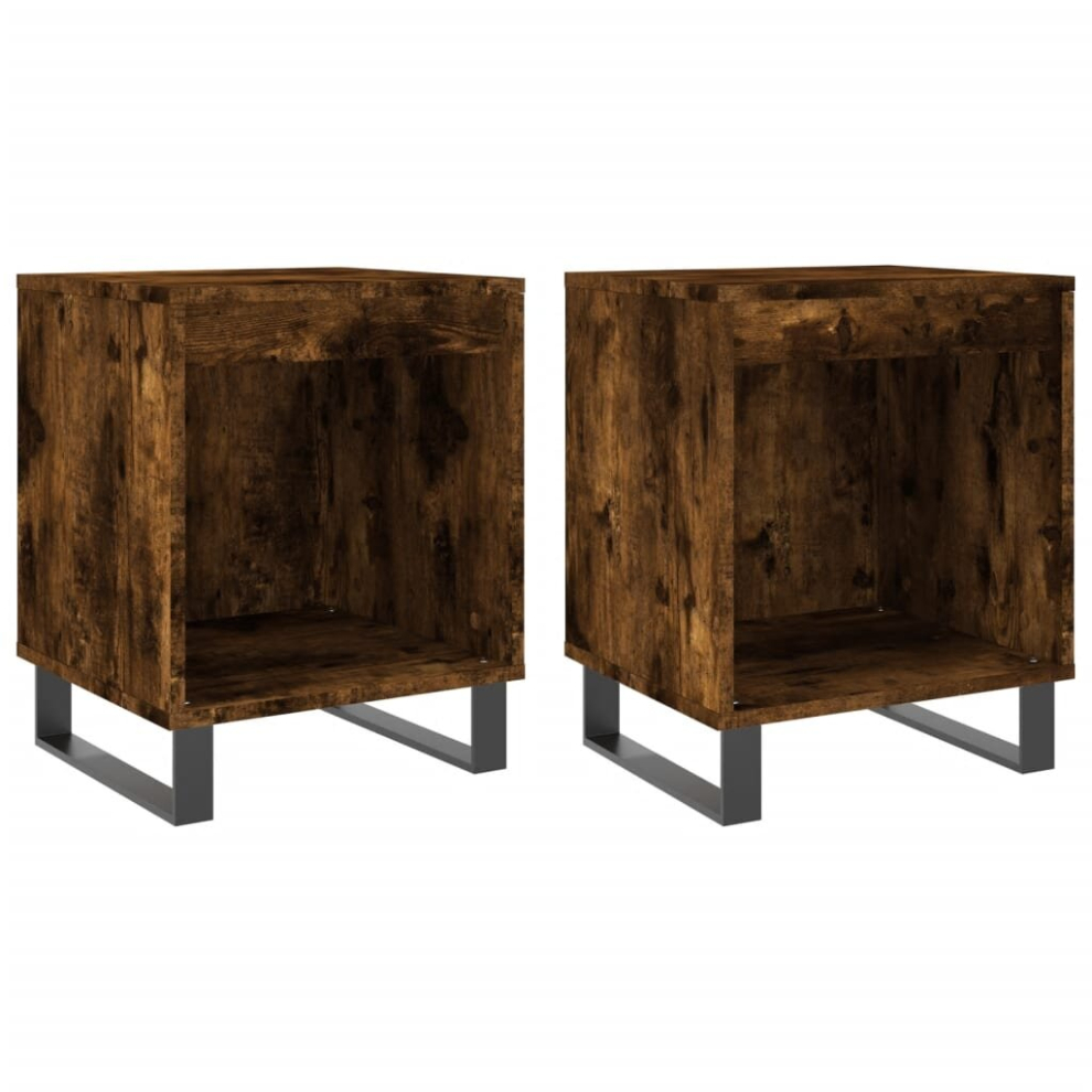 (smoked oak, 2 pcs) vidaXL Bedside Cabinets Nightstand Side Table Bed Cabinet Engineered Wood