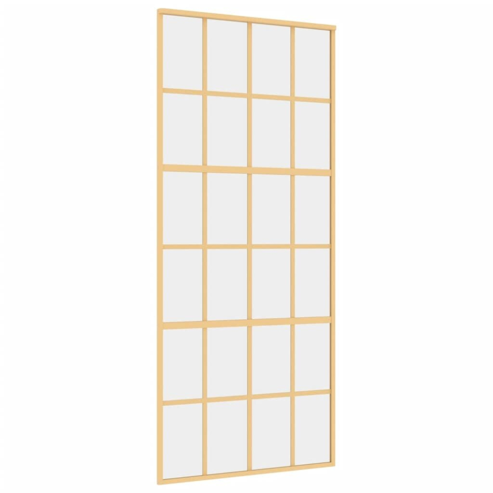 vidaXL Sliding Door Interior Barn Door Gold Clear ESG Glass and Aluminium