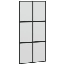 vidaXL Sliding Door Interior Barn Door Black Tempered Glass and Aluminium