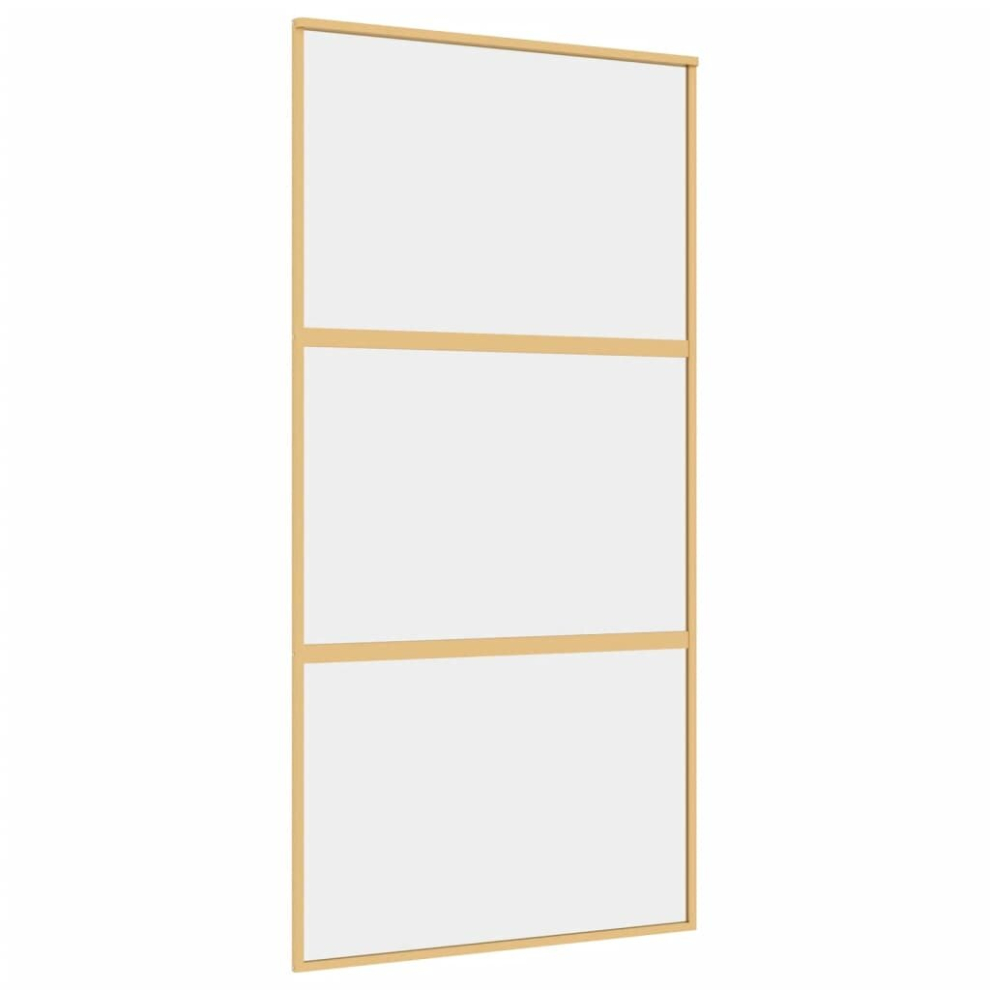 vidaXL Sliding Door Interior Barn Door Gold Clear ESG Glass and Aluminium