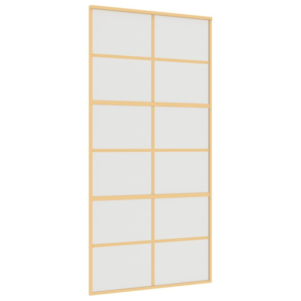 vidaXL Sliding Door Interior Barn Door Gold Frosted ESG Glass and Aluminium