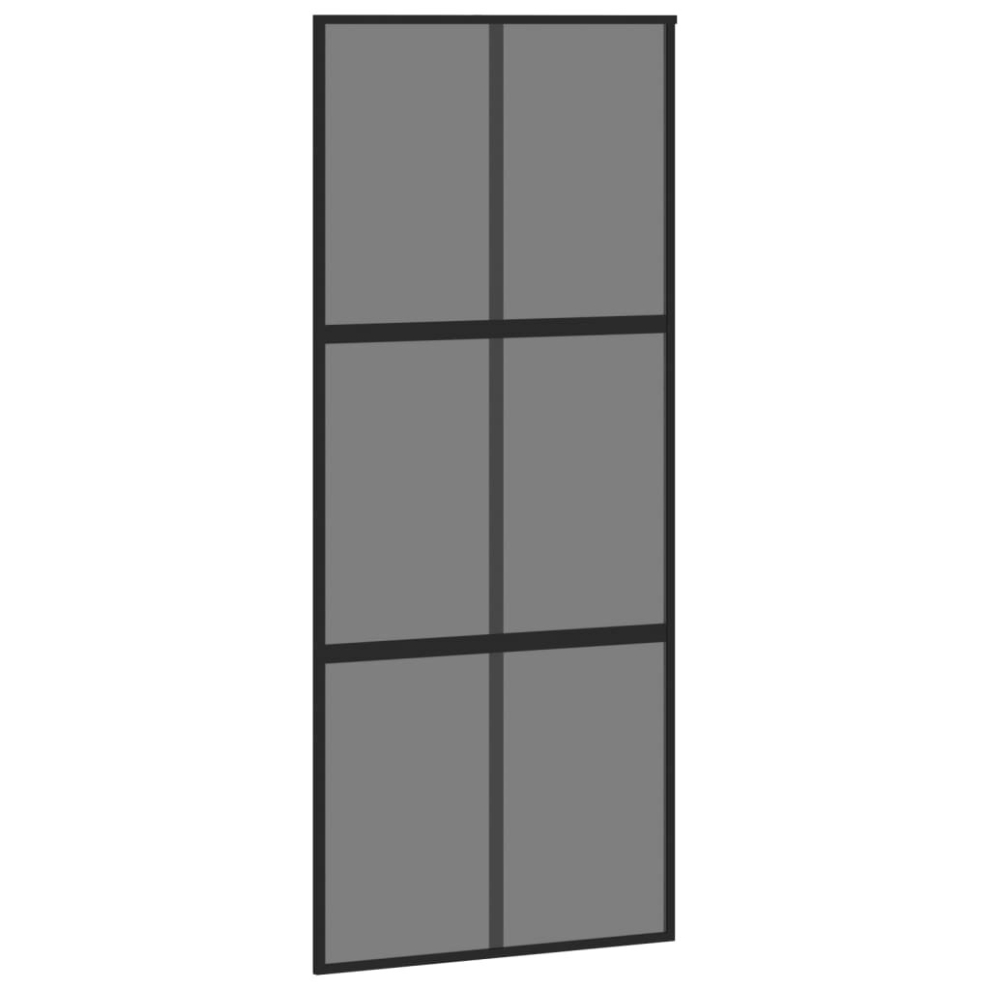 vidaXL Sliding Door Interior Barn Door Black Tempered Glass and Aluminium