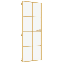 vidaXL Interior Door Slim Sliding Door Golden Tempered Glass and Aluminium