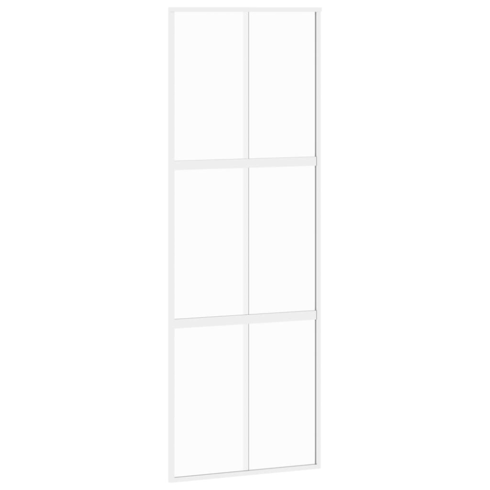 vidaXL Sliding Door Interior Barn Door White Tempered Glass and Aluminium