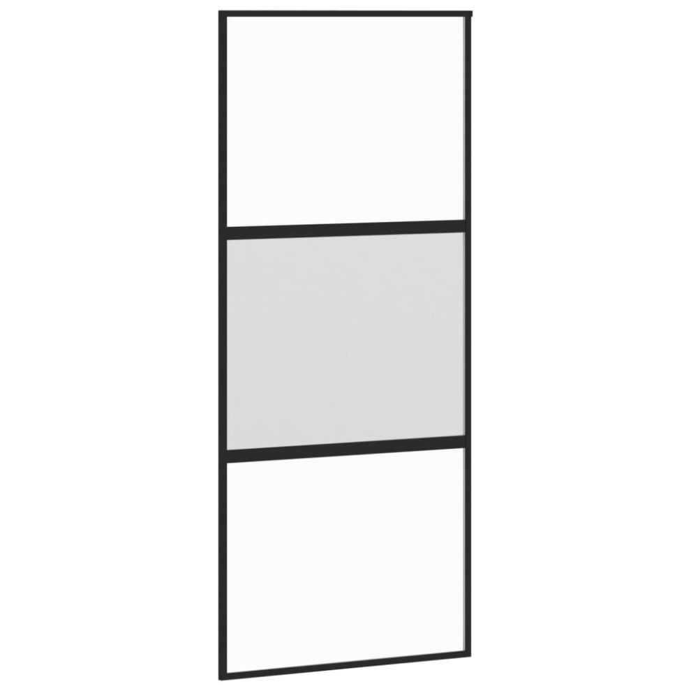 Vidaxl Sliding Door Interior Barn Door Black Tempered Glass And Aluminium 8721012120365