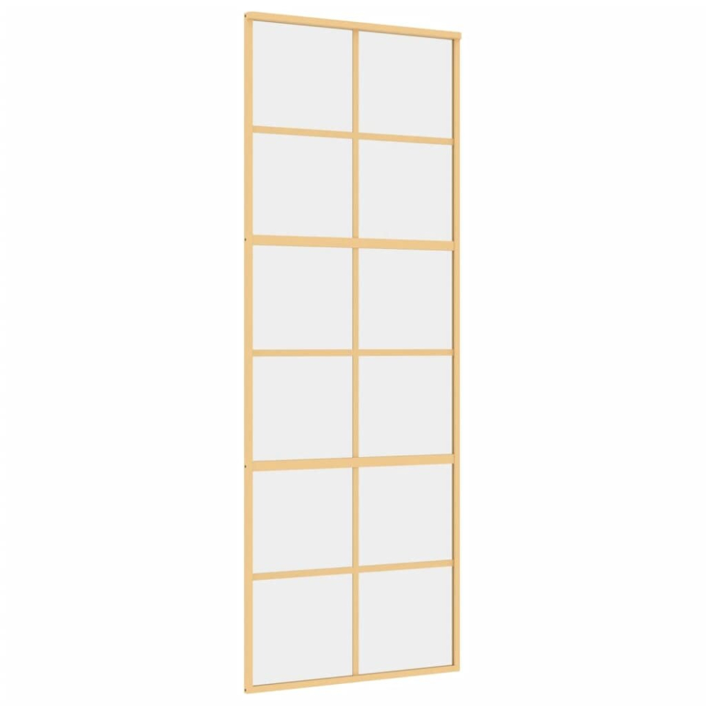 vidaXL Sliding Door Interior Barn Door Gold Clear ESG Glass and Aluminium