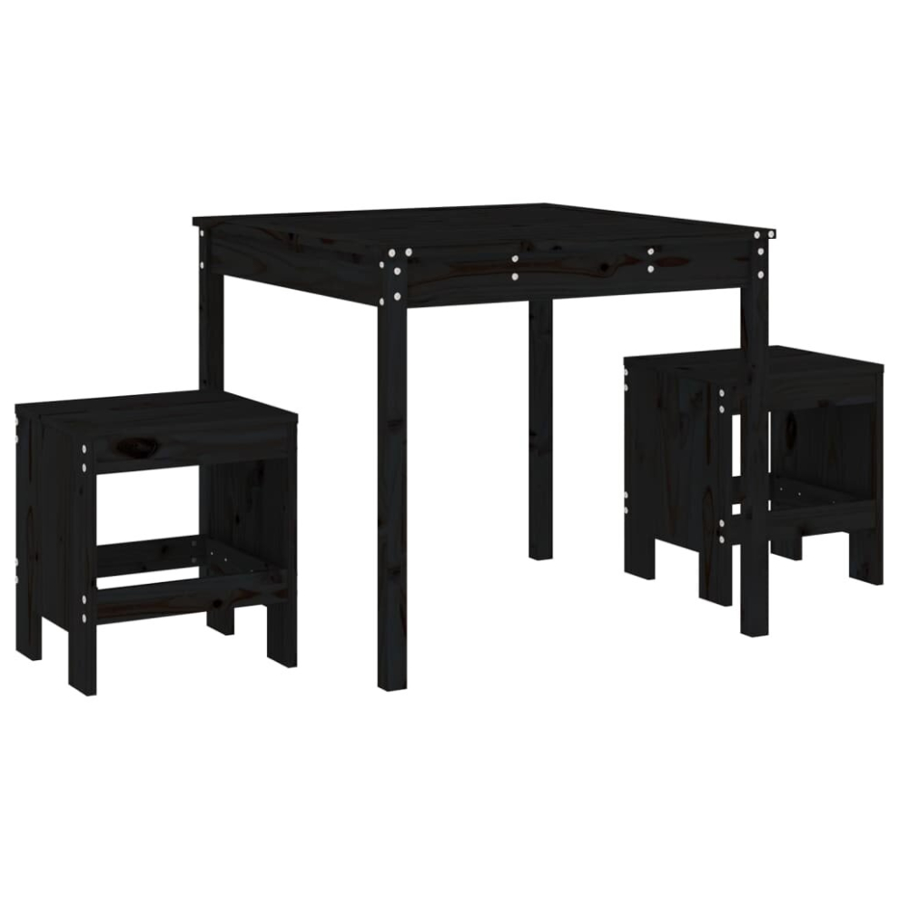 Vidaxl ( Pine) Garden Bistro Set Outdoor Table And Chair Set Piece Solid Wood Pine Black Size 3