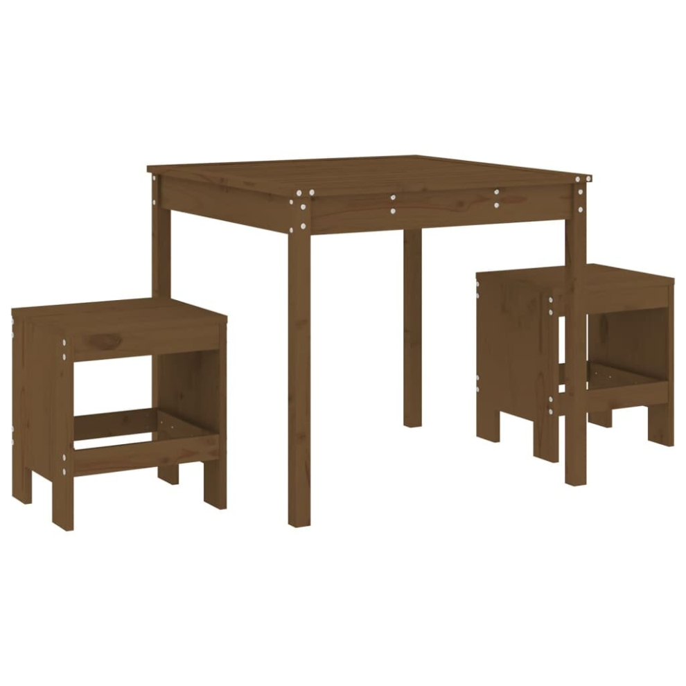 (honey brown pine) vidaXL Garden Bistro Set Outdoor Table and Chair Set 3 Piece Solid Wood Pine