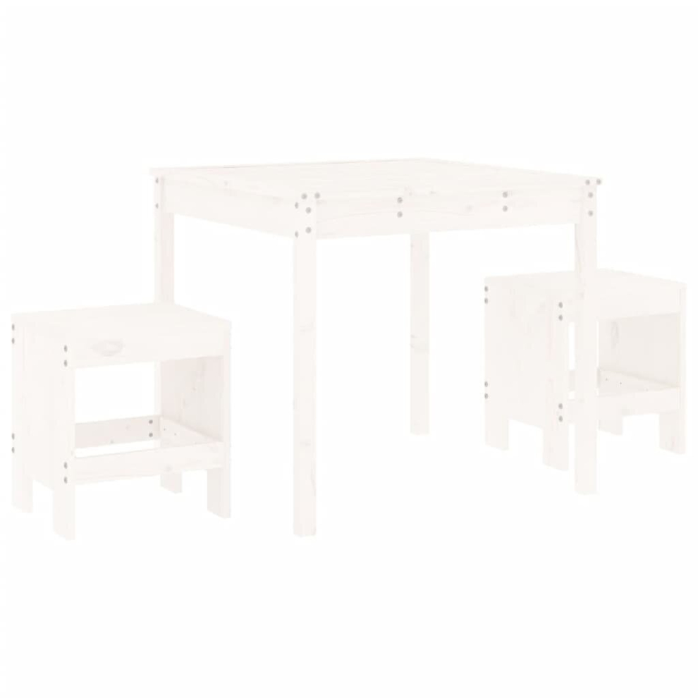 Vidaxl ( Pine) Garden Bistro Set Outdoor Table And Chair Set Piece Solid Wood Pine White Size 3