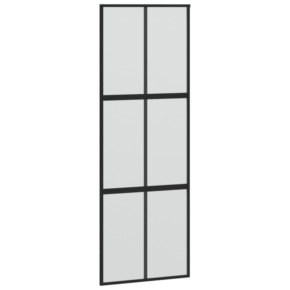 Vidaxl Sliding Door Interior Barn Door Black Tempered Glass And Aluminium