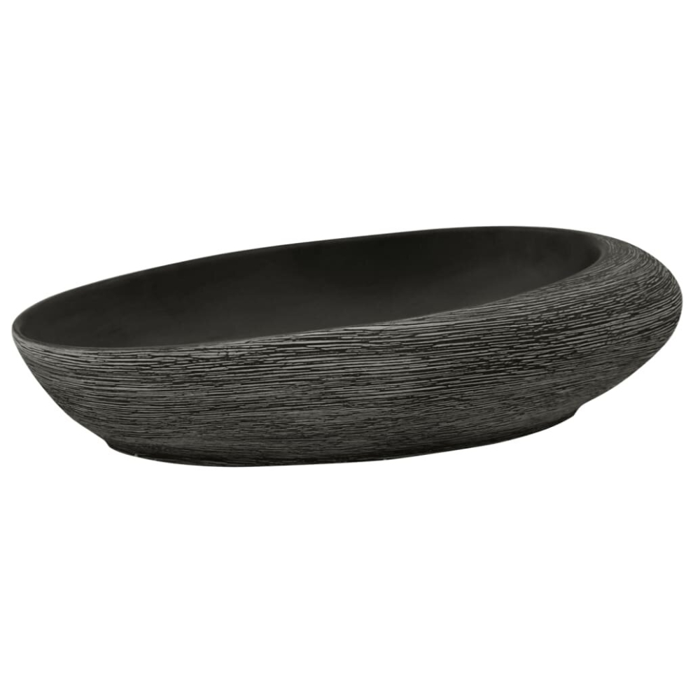 (grey and black, 59 x 40 x 14 cm) vidaXL Countertop Basin Bathroom Sink Basin Vessel Black and Blue Oval Ceramic