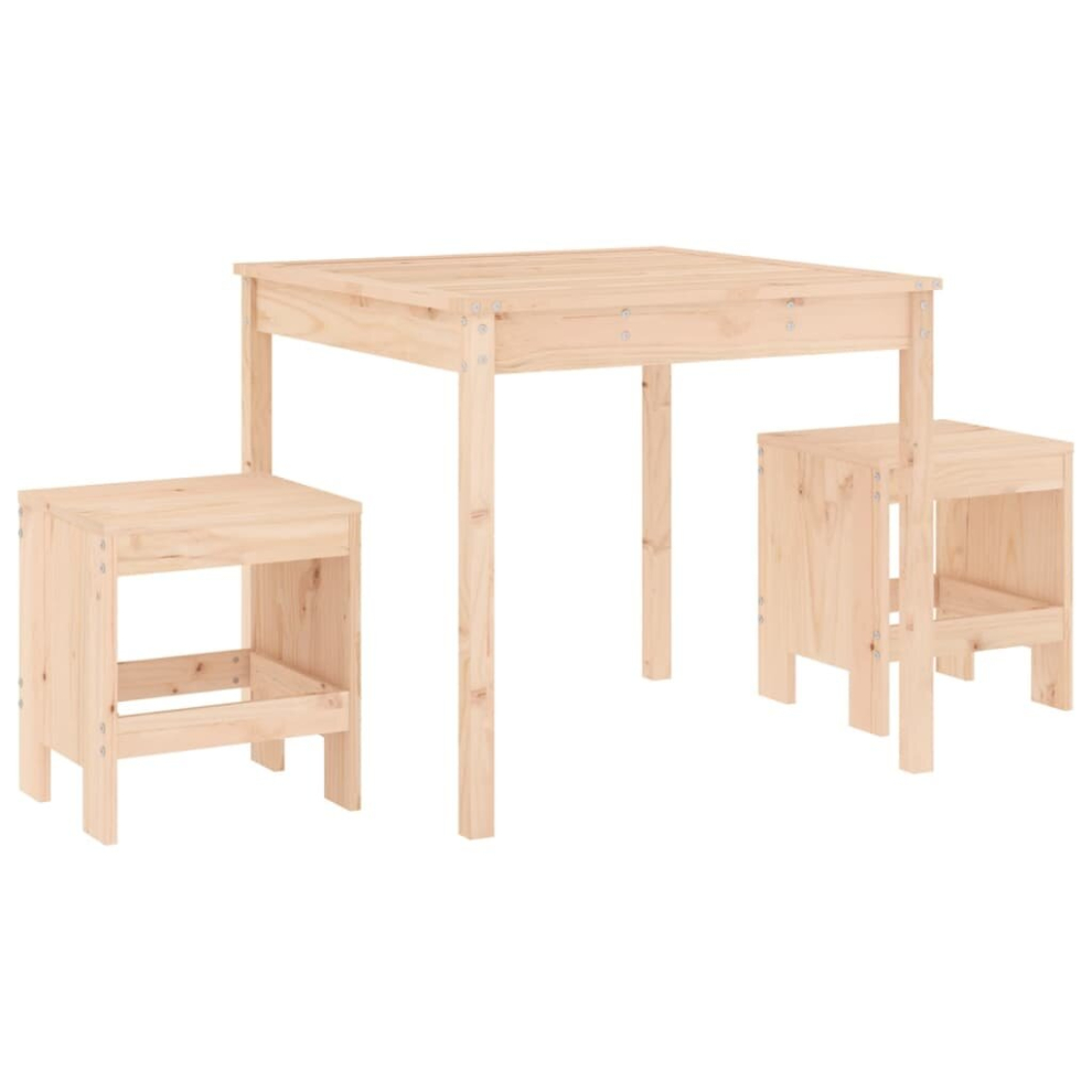 (natural pine) vidaXL Garden Bistro Set Outdoor Table And Chair Set 3 Piece Solid Wood Pine