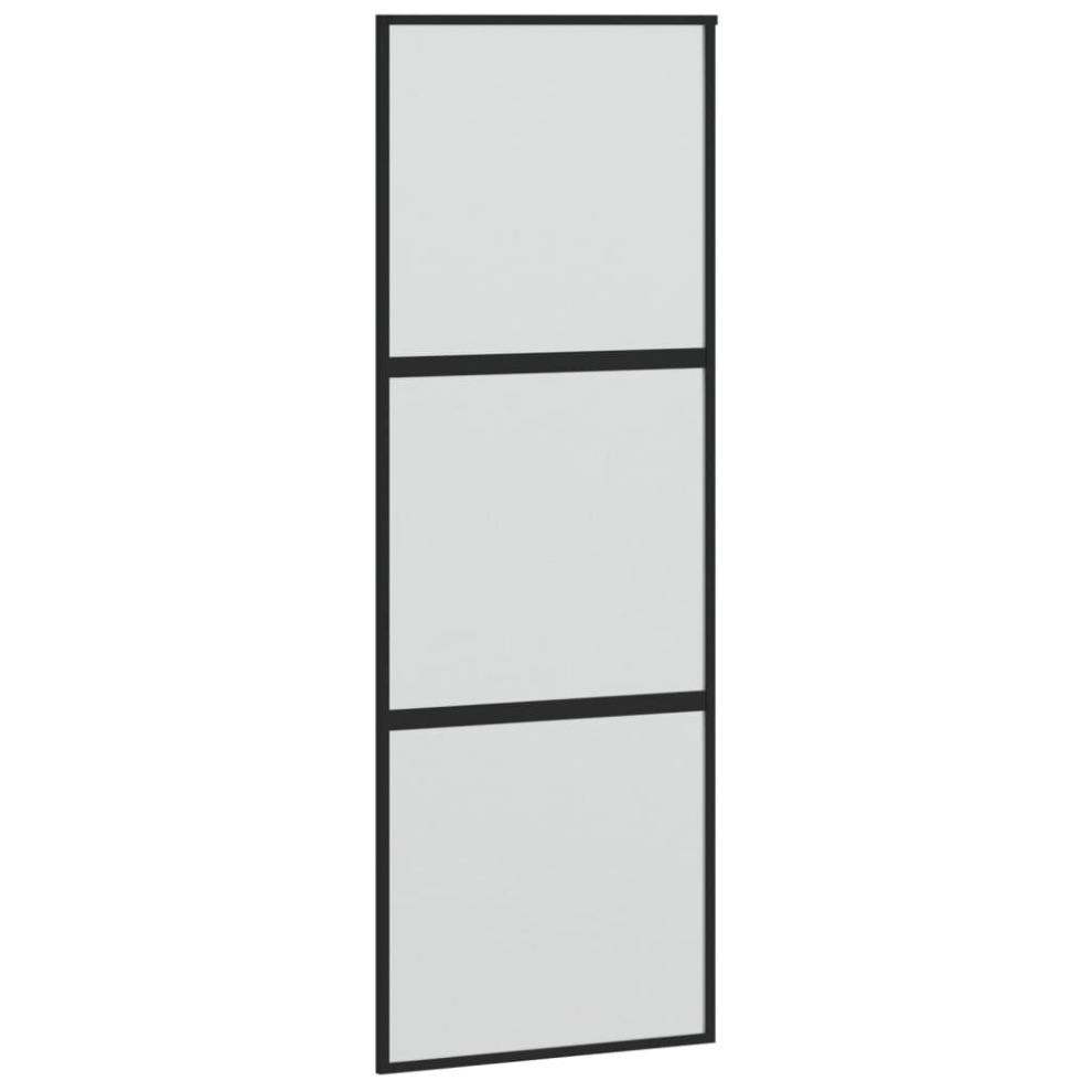 Vidaxl Sliding Door Interior Barn Door Black Tempered Glass And Aluminium