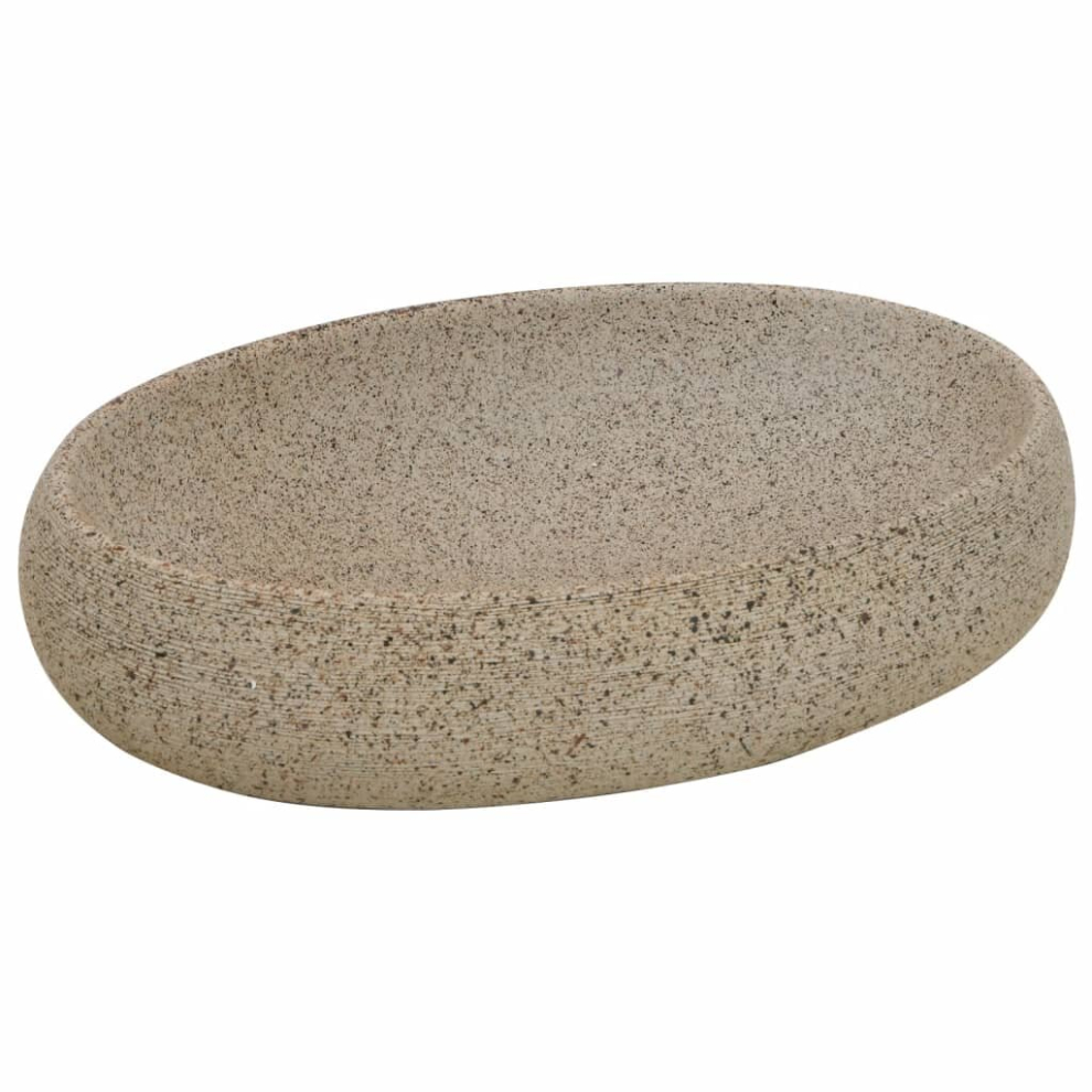 (sand, 59 x 40 x 15 cm) vidaXL Countertop Basin Bathroom Sink Wash Basin Vessel Sink Oval Ceramic