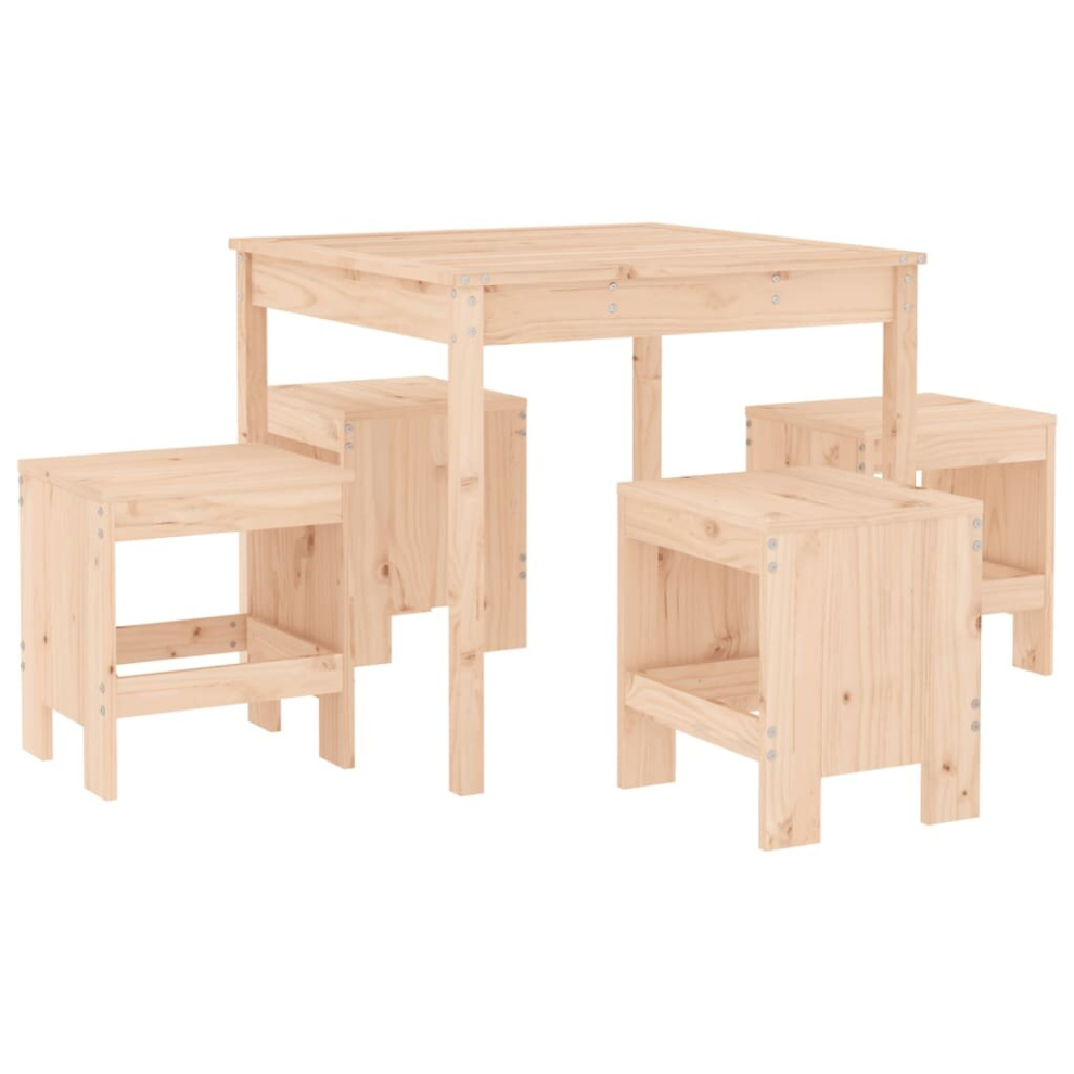 (natural pine) vidaXL Garden Dining Set Outdoor Table And Chair Set 5 Piece Solid Wood Pine