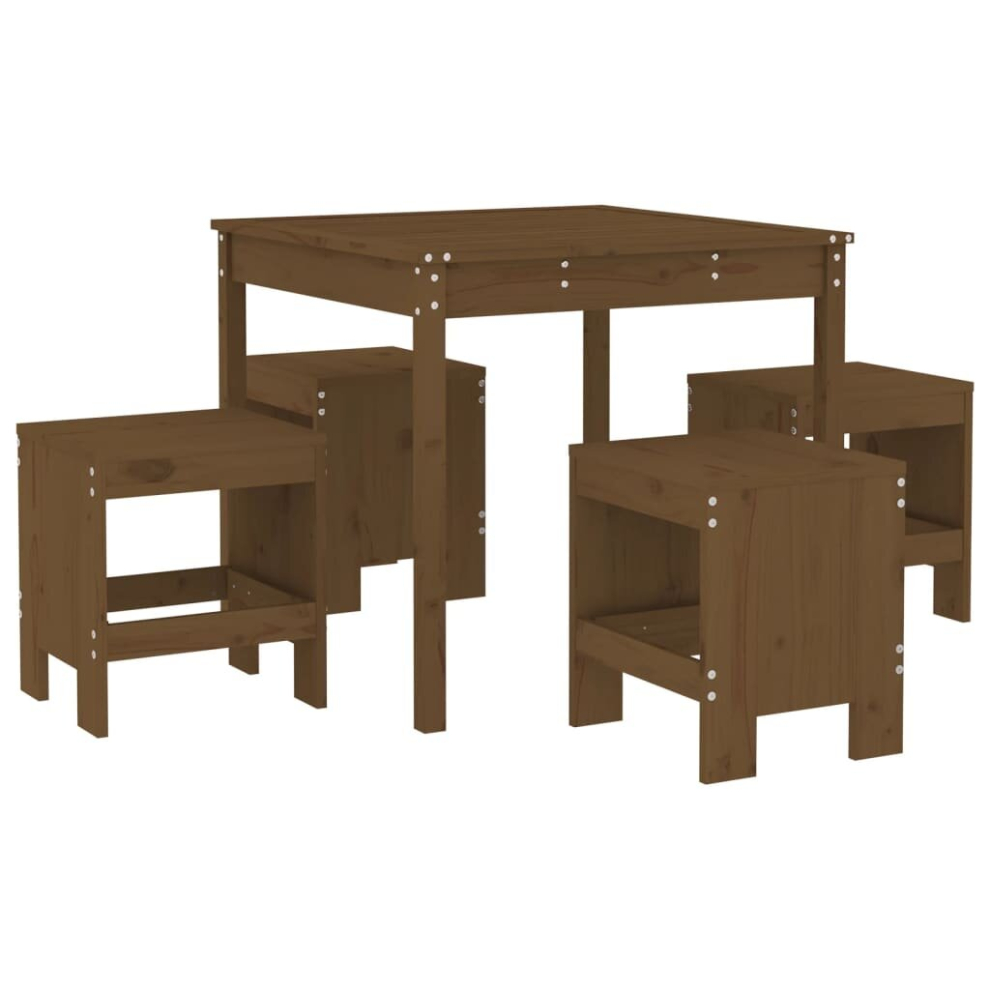 (honey brown pine) vidaXL Garden Dining Set Outdoor Table and Chair Set 5 Piece Solid Wood Pine