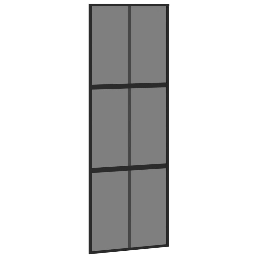 Vidaxl Sliding Door Interior Barn Door Black Tempered Glass And Aluminium