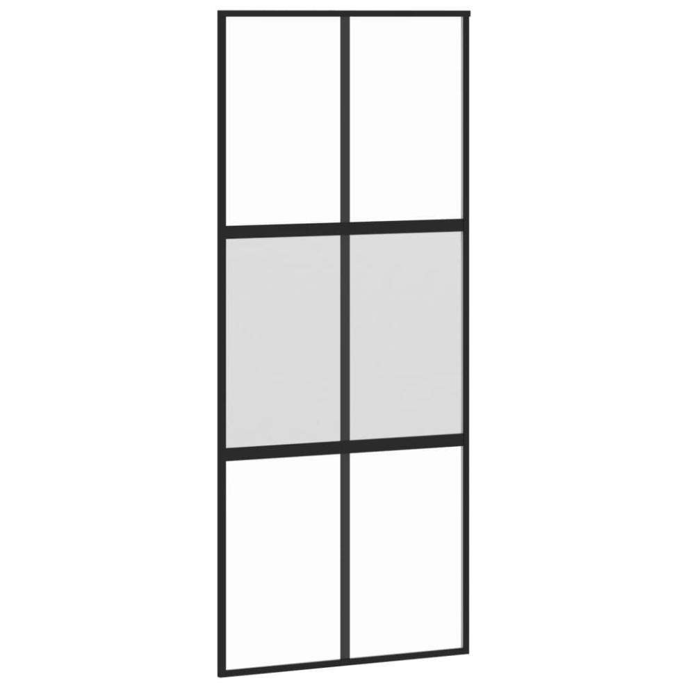 vidaXL Sliding Door Interior Barn Door Black Tempered Glass and Aluminium