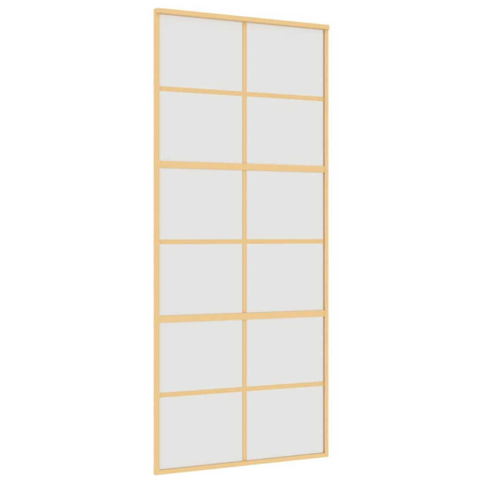 Vidaxl Sliding Door Interior Barn Door Gold Frosted Esg Glass And Aluminium