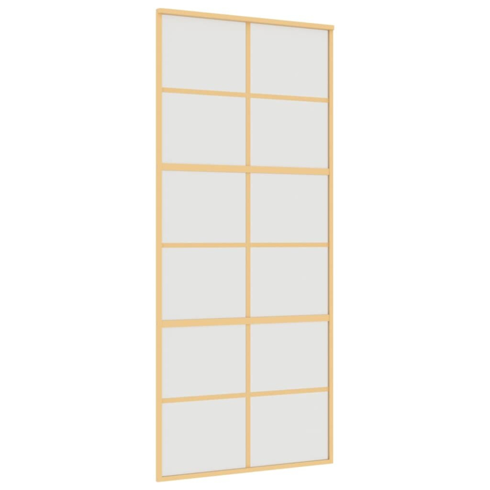 vidaXL Sliding Door Interior Barn Door Gold Frosted ESG Glass and Aluminium