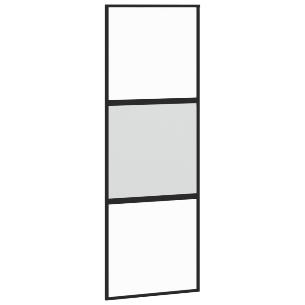 Vidaxl Sliding Door Interior Barn Door Black Tempered Glass And Aluminium