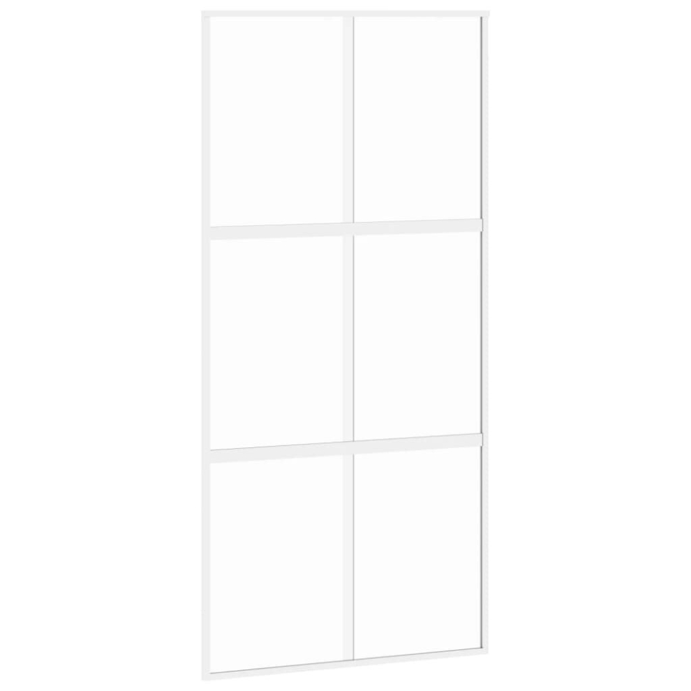 vidaXL Sliding Door Interior Barn Door White Tempered Glass and Aluminium