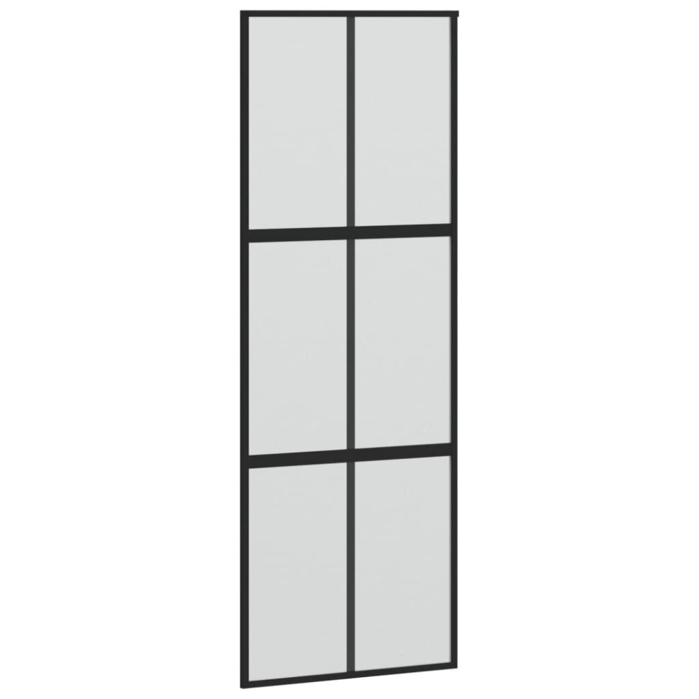 Vidaxl Sliding Door Interior Barn Door Black Tempered Glass And Aluminium