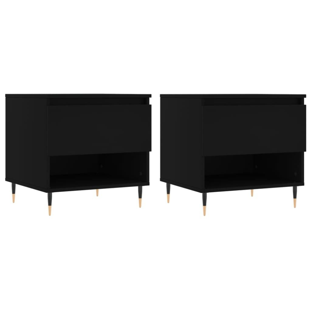 Vidaxl (Black, 2 Pcs) Coffee Table Side Table End Accent Telephone Sofa Table Engineered Wood